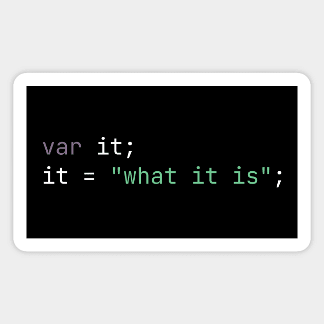 It is what it is Funny Saying in Code -  Dark Mode Magnet by Lyrical Parser